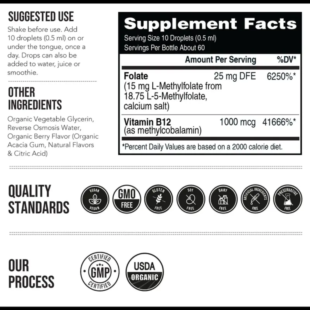 Mynora Pure L-Methyl Folate + B12 Drops
